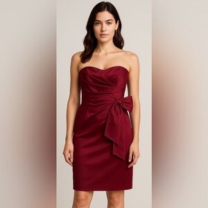 White House Black Market Burgundy Cocktail Dress – Size 6 – Elegant Bow Detail